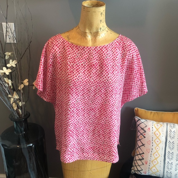 LOFT Tops - Ann Taylor Loft Pink Snake Skin Pattern Blouse - M